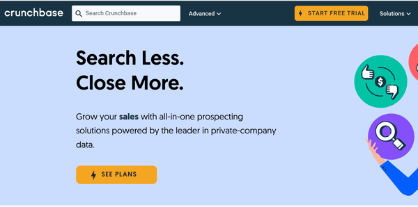 Screenshot of Crunchbase website