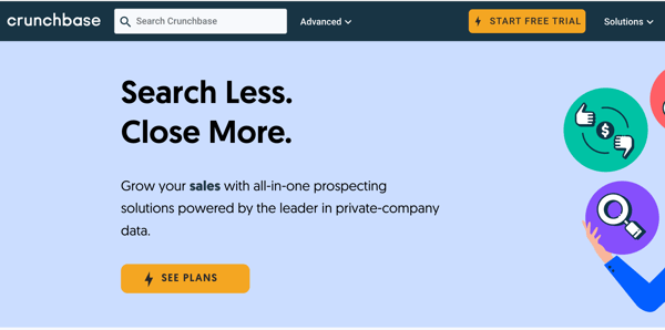 Screenshot der Crunchbase Website