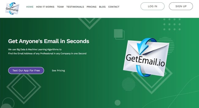 Screenshot of GetEmail website