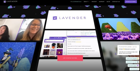 Screenshot of the Lavender website