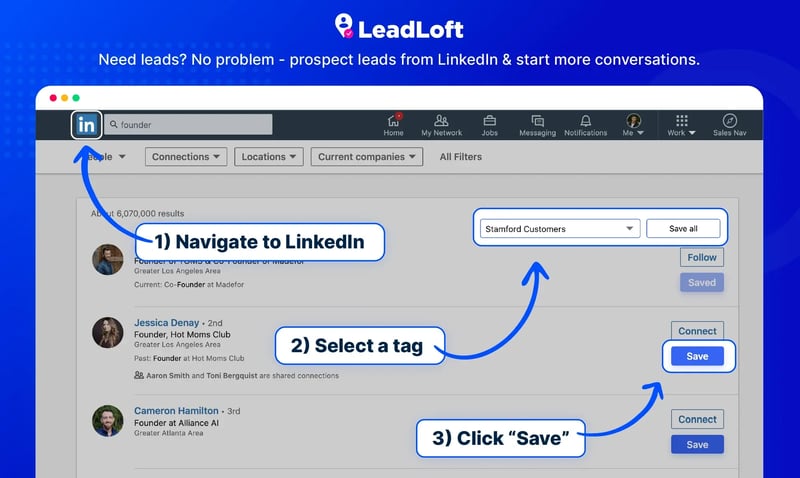 G2 product image of LeadLoft working over Sales Navigator