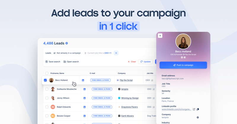Graphic showing how you can add contacts to your campaign in lemlist with the Chrome Extension