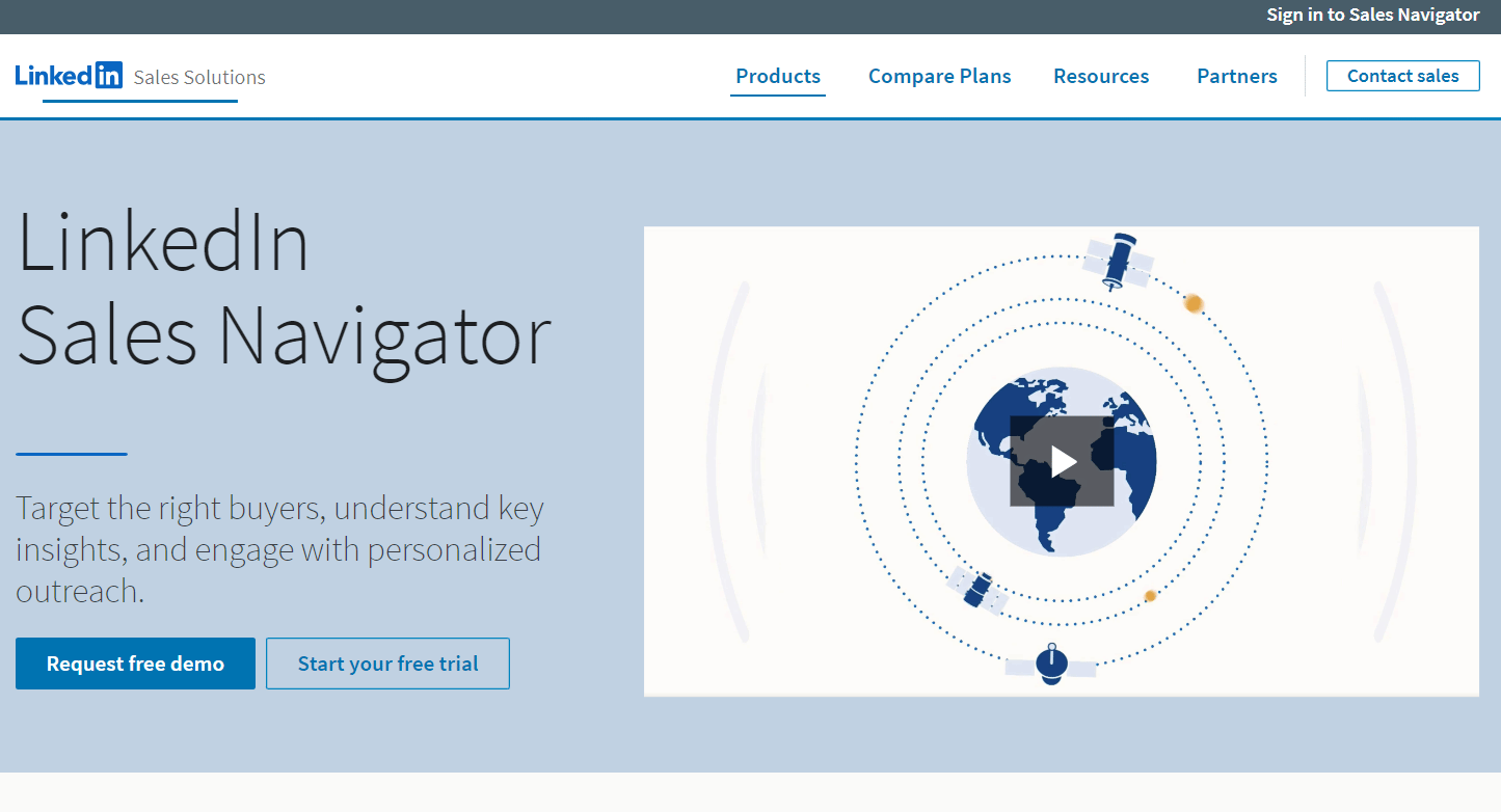 Screenshot of LinkedIn Sales Navigator website.