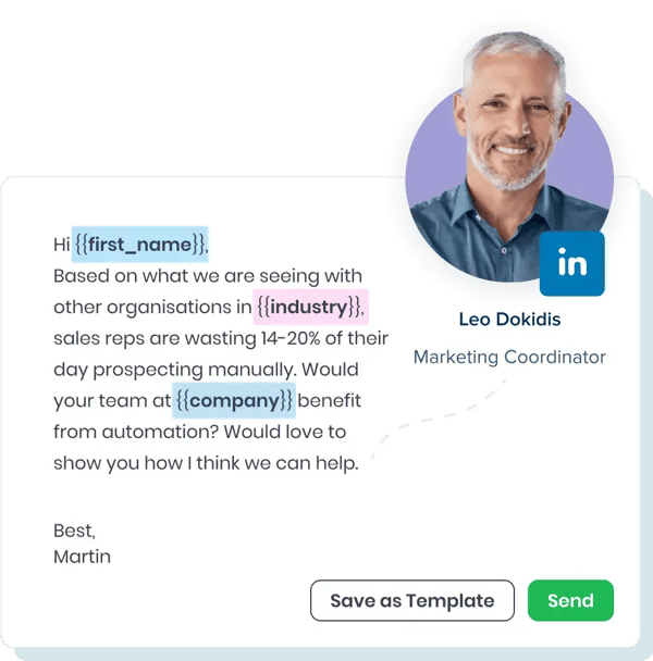 Graphic of MeetAlfred's LinkedIn messaging feature