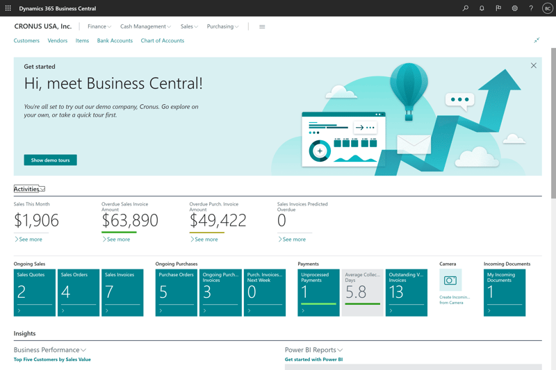 Screenshot of Microsoft Dynamics dashboard