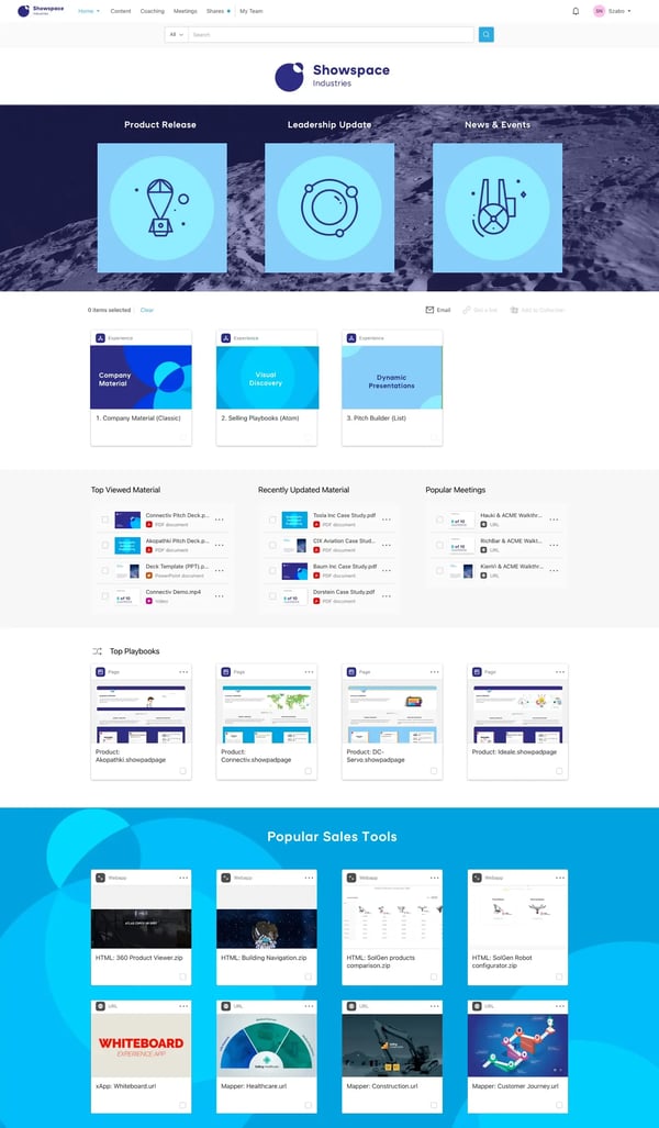 Screenshot of Showpad Content for product collateral and content