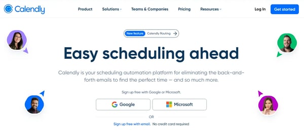 Screenshot of Calendly website