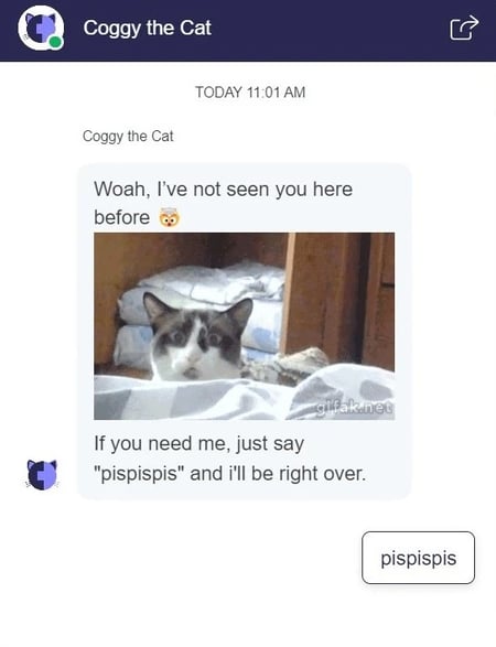 Screenshot of Coggy the cat