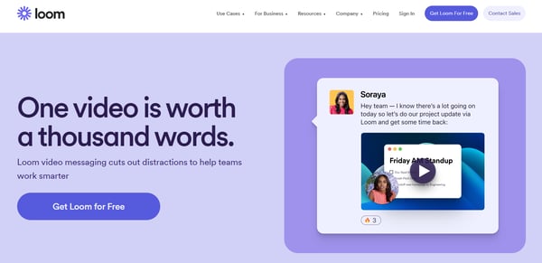 Screenshot of Loom website