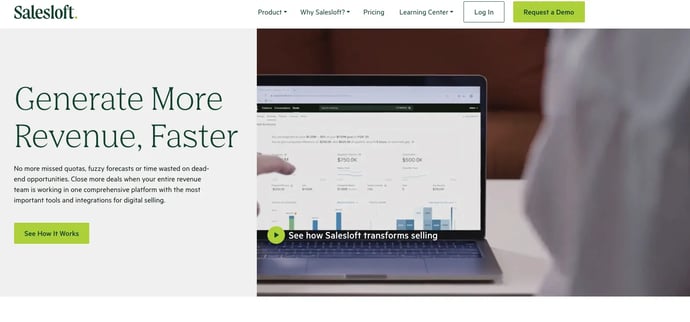 Screenshot of Salesloft website