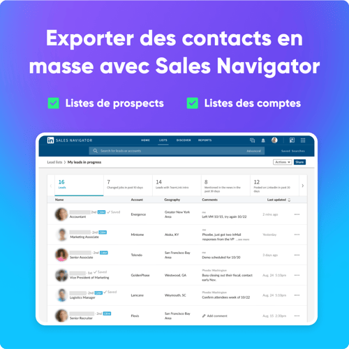 exporter des contacts en masse avec Sales Navigator - Kaspr