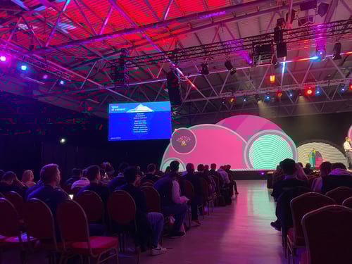 Tim Soulo speaking at the Scale Stage SaaStock 2022