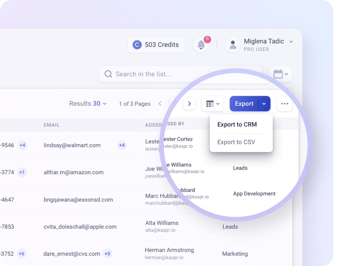 CRM Export Kaspr