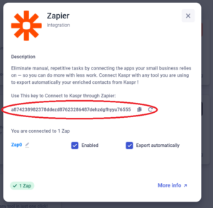 Key Kaspr for Zapier