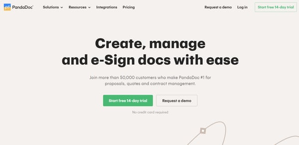 Screenshot of PandaDoc website