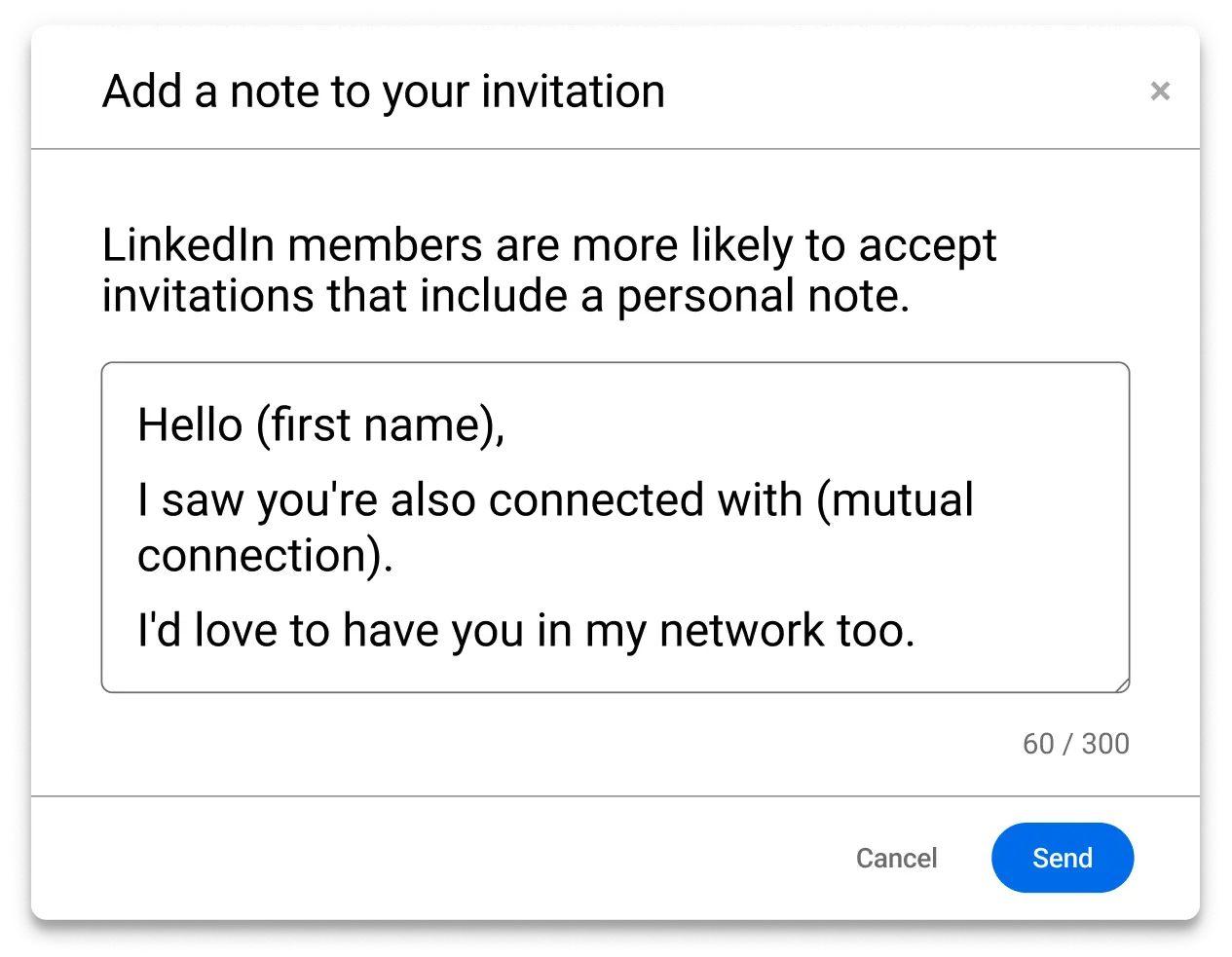 Graphic of InMail connection request example message