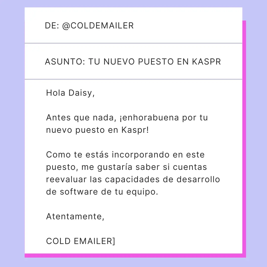 Ejemplo de correo electrónico frío bien documentado